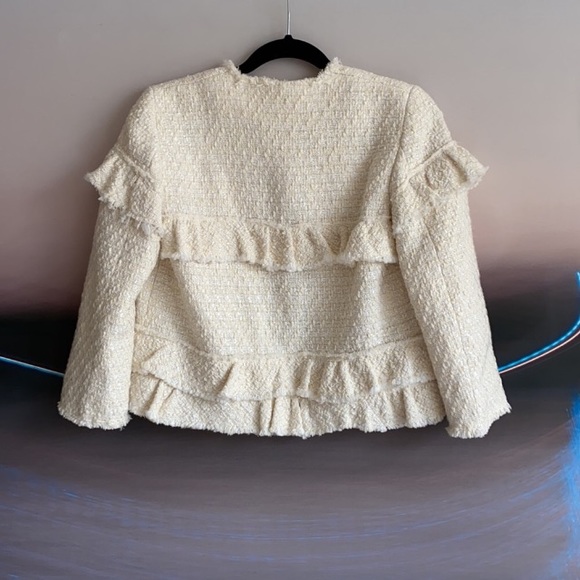 NWT 💖 Beautiful Zara Boucle ruffle jacket - Picture 5 of 11